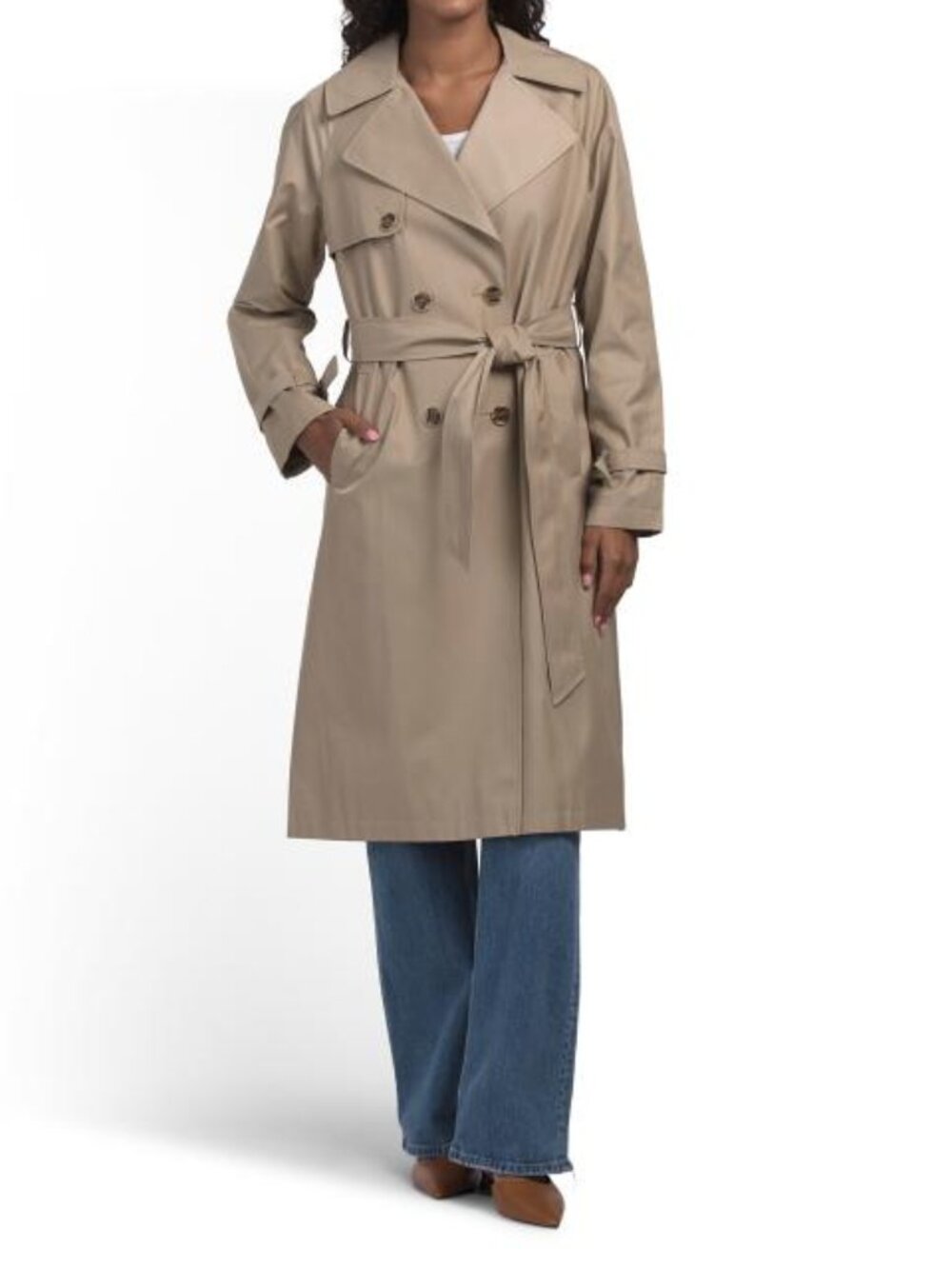 VIA SPIGA Double Breasted Raglan Sleeve Trench Coat